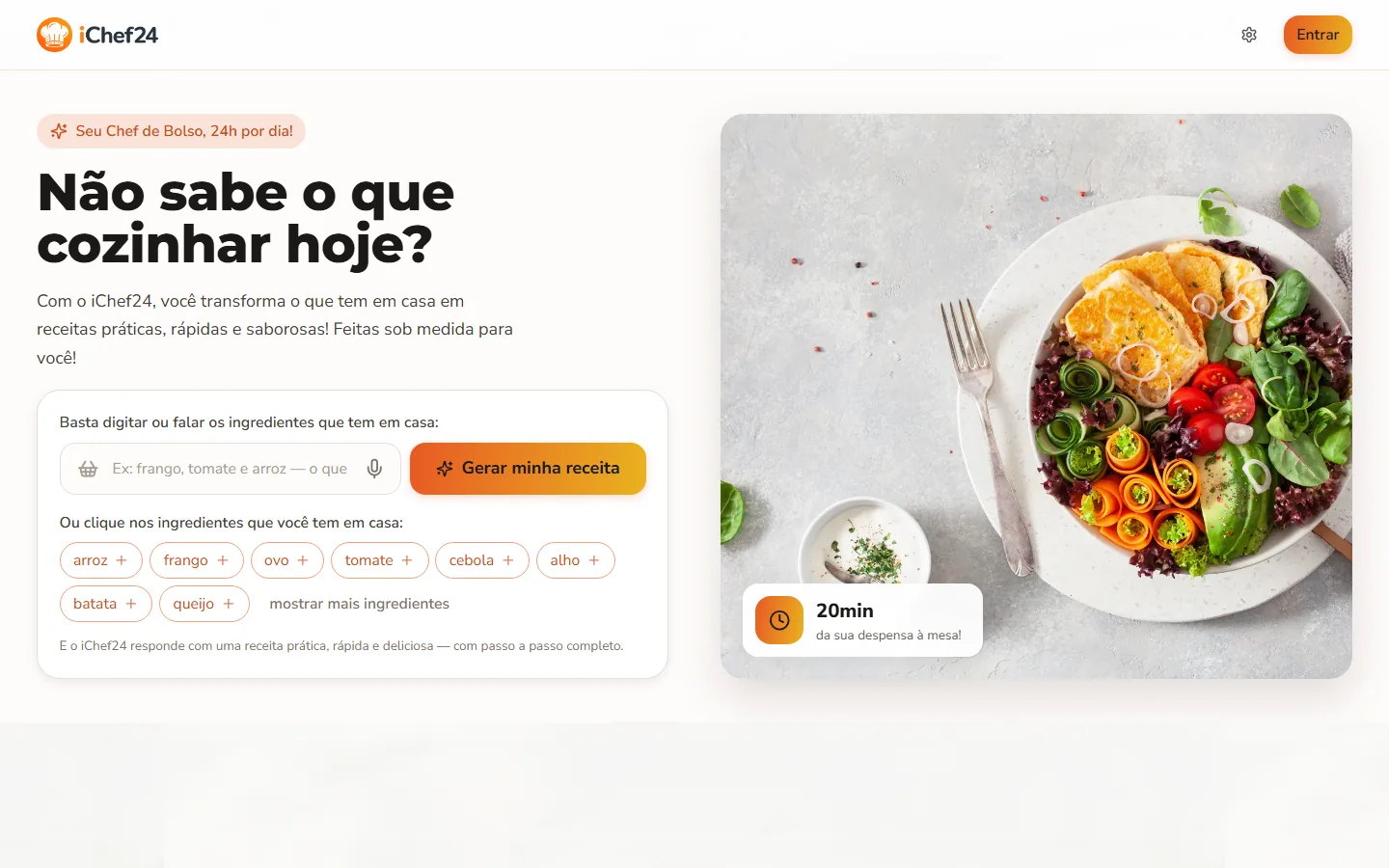 Página inicial do site iChef24